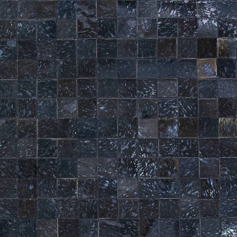 Handmade Vail Stellar Black Cowhide Leather Area Rug