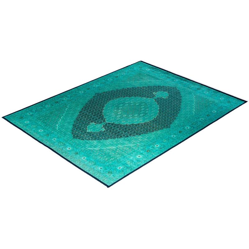 Fine Vibrance One-of-a-Kind Hand-Knotted Area Rug - Blue, 8' 2" x 10' 5" - 8' 2" x 10' 5"