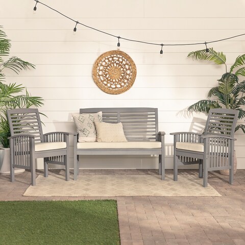 Middlebrook 3-Piece Acacia Wood Slat Back Outdoor Chat Set