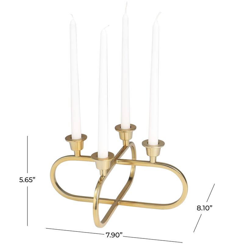 Stainless Steel Metal Geometric Overlapping Oval Candelabra - Gold - CosmoLiving by Cosmopolitan