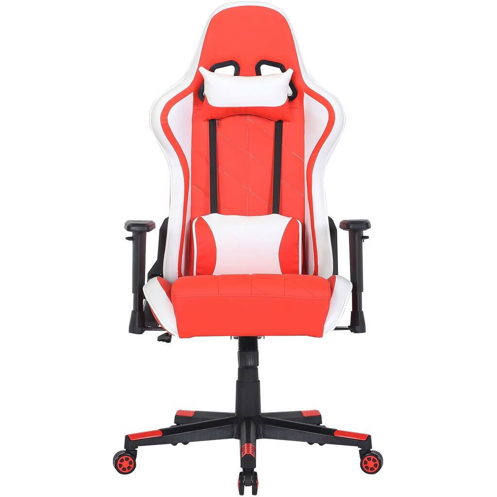 Hanover Commando Ergonomic Gaming Chair in Red, White, and Black with Adjustable Gas Lift Seating, Lumbar and Neck Support