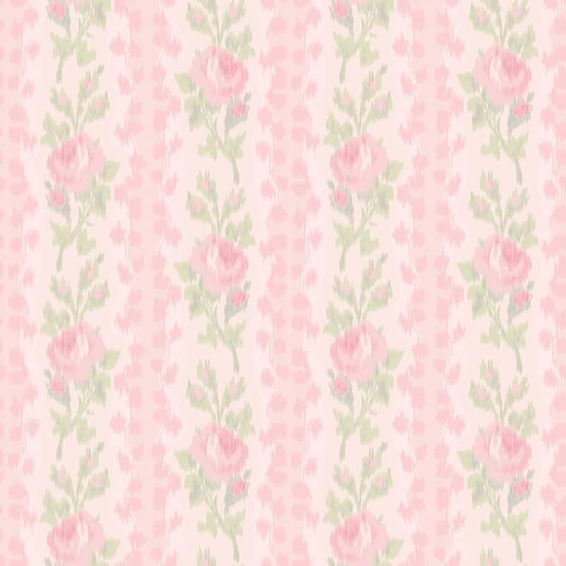 LoveShackFancy A-Street Prints Blooming Heirloom Strawberry Macaron Rose Stripe Wallpaper