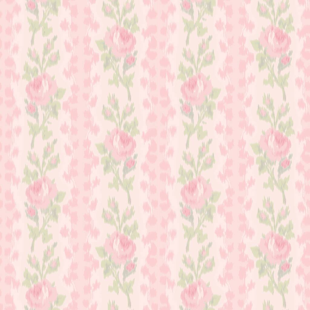 LoveShackFancy A-Street Prints Blooming Heirloom Strawberry Macaron Rose Stripe Wallpaper