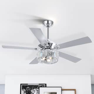 52-inch 5-Blade Chrome Crystal Ceiling fan with Light and Remote