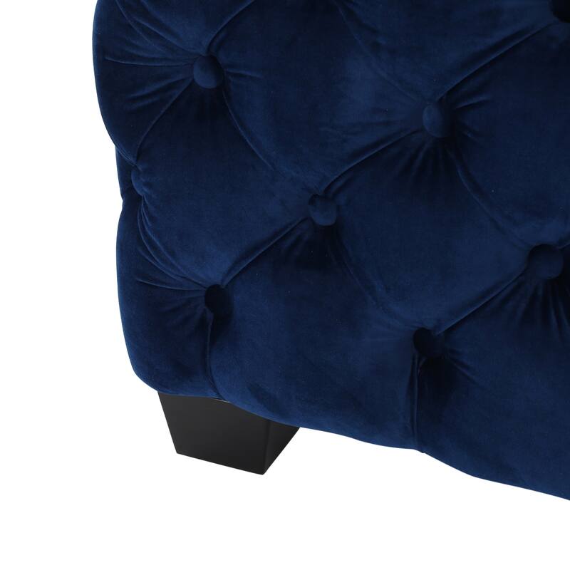 Jaymee Modern Glam Button Tufted Velvet Ottoman by Christopher Knight Home