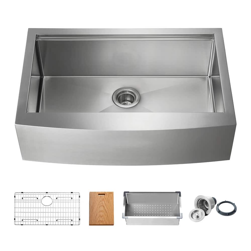 Handcrafted Farmhouse Apron Single Bowl Stainless Steel Kitchen Sink