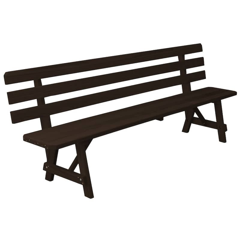 Cedar 8' Traditional Backed Bench - Walnut Stain