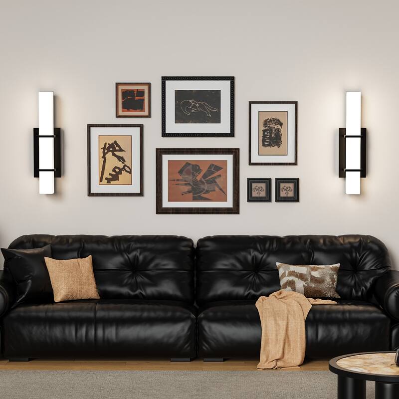 Set of 2 Modern 17.6 Inch Wall Sconces, 3 Color Temperatures - Black