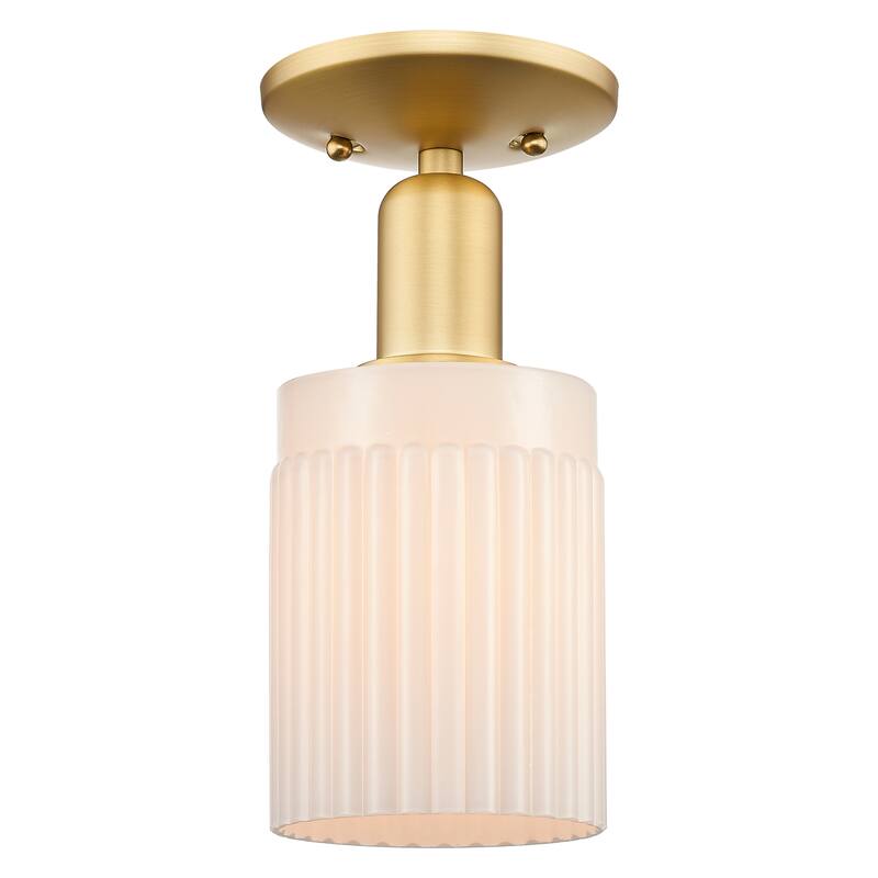 Innovations Lighting Endless Possibilities Arcadia - Hadley - 1 Light 5" Semi-Flush Mount - Satin Gold/Matte White