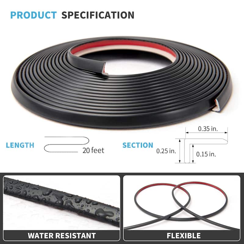 Art3d 20ft Peel and Stick Vinyl Corner Trim for Tile and Wall Edges - Black