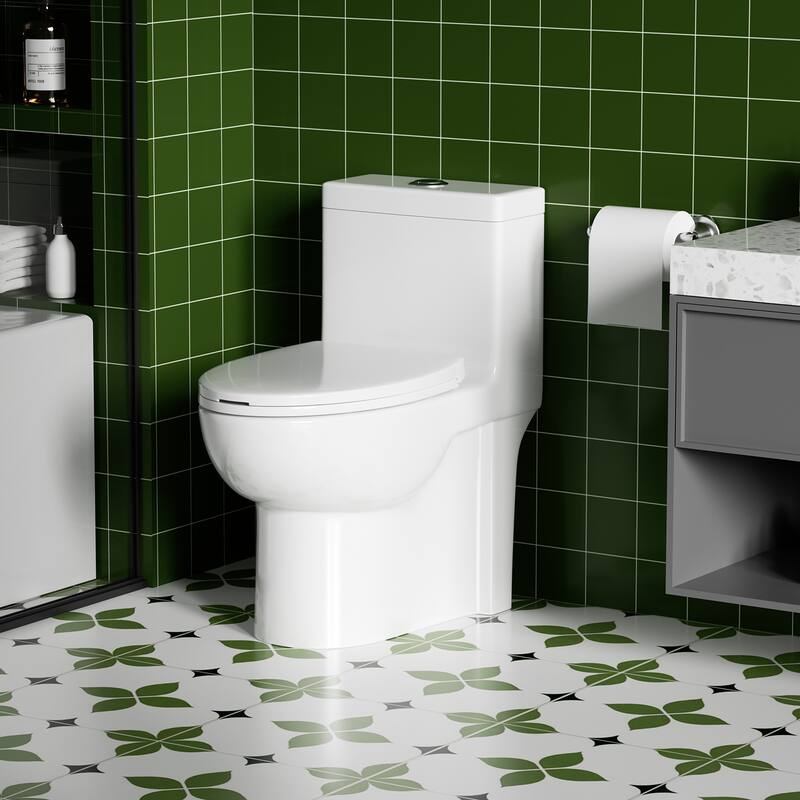 1.1/1.6Tornado Flush One-Piece Toilets,Button on the Tank top,Water-Saving Elongated Comfort Height Floor Mounted