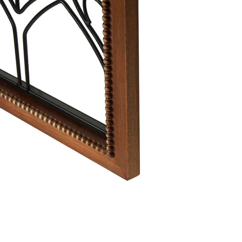Metal Geometric Wire Cutout Home Wall Decor with Beaded Accents and Brown Wood Frames - Set of 2 Black - Roche River Decor