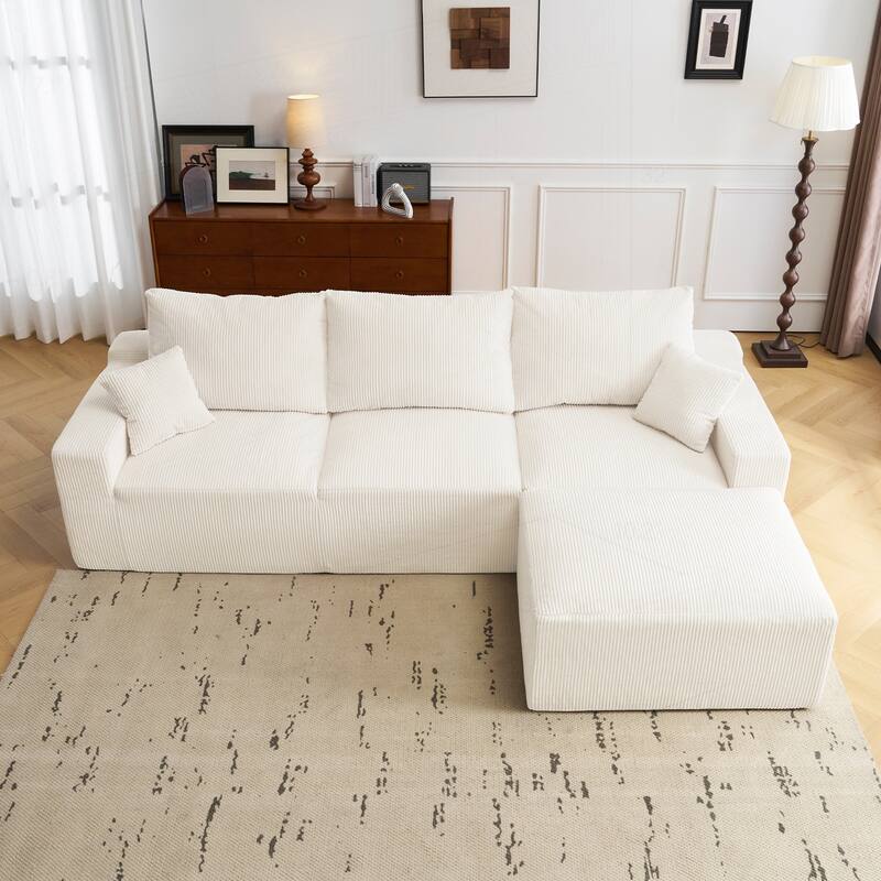 Comfortable L-Shaped Sectional Sofa with Advanced Features for Living Room - Beige