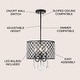 preview thumbnail 2 of 13, Avah Metal/Crystal Adjustable LED Drop Chandelier, Black/Clear by JONATHAN Y