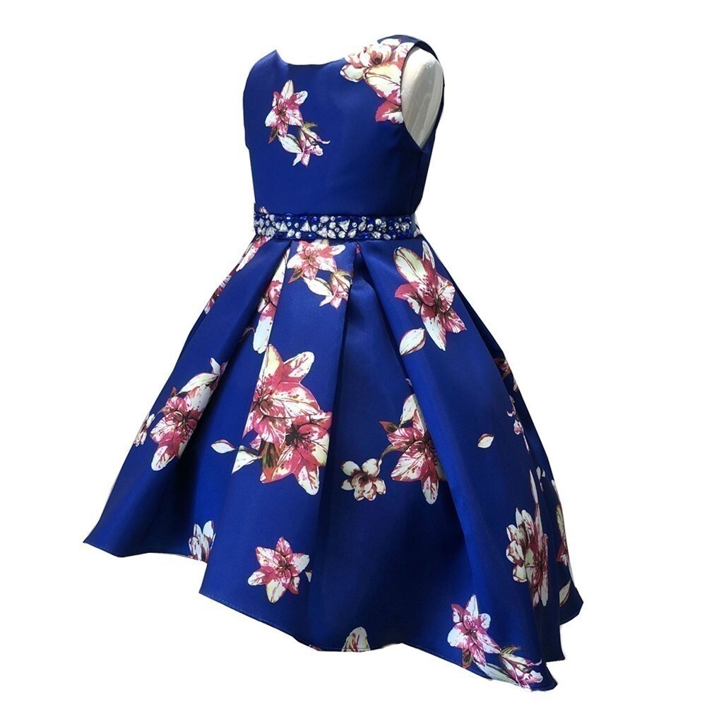 Shop Tgi Kids Little Girls Royal Blue Rhinestone Sleeveless Hi Low