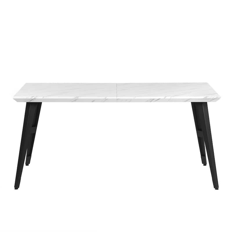 HomyLin 63-inch Dining Table Rectangular for 4-6 with Wooden Top and Metal Legs