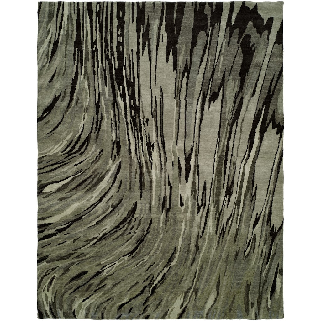 Modern Grey Hand-Knotted Wool Area Rug