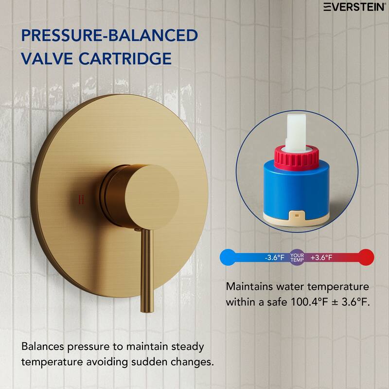Single-Function Shower Faucet Stainless Steel Rain Shower Head with Pressure-Balanced Valve