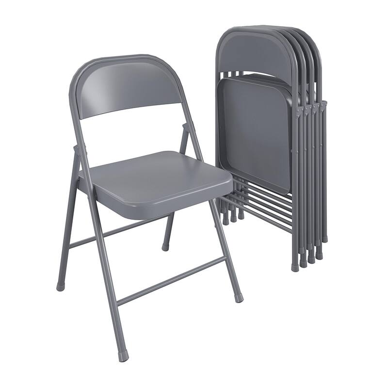 COSCO SmartFold All-Steel Folding Chair, 4-Pack - Grey
