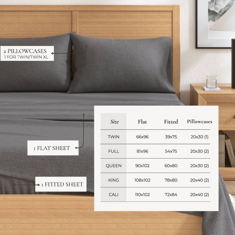 Linery & Co. Cotton Blend Double-Brushed Heathered Flannel Bed Sheet Set