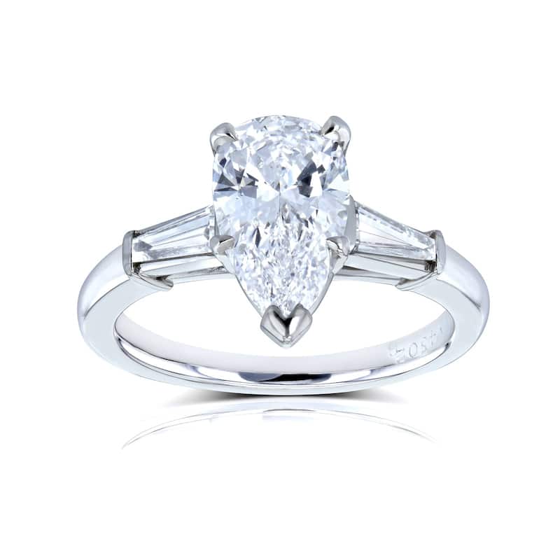 Van Cleef 2.11 Carat Flawless Natural Diamond GIA Certified Platinum Pear 3-Stone Ring (D, Internally Flawless)(D, VVS)
