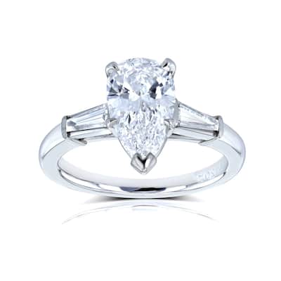 Van Cleef 2.11 Carat Flawless Natural Diamond GIA Certified Platinum Pear 3-Stone Ring (D, Internally Flawless)(D, VVS)