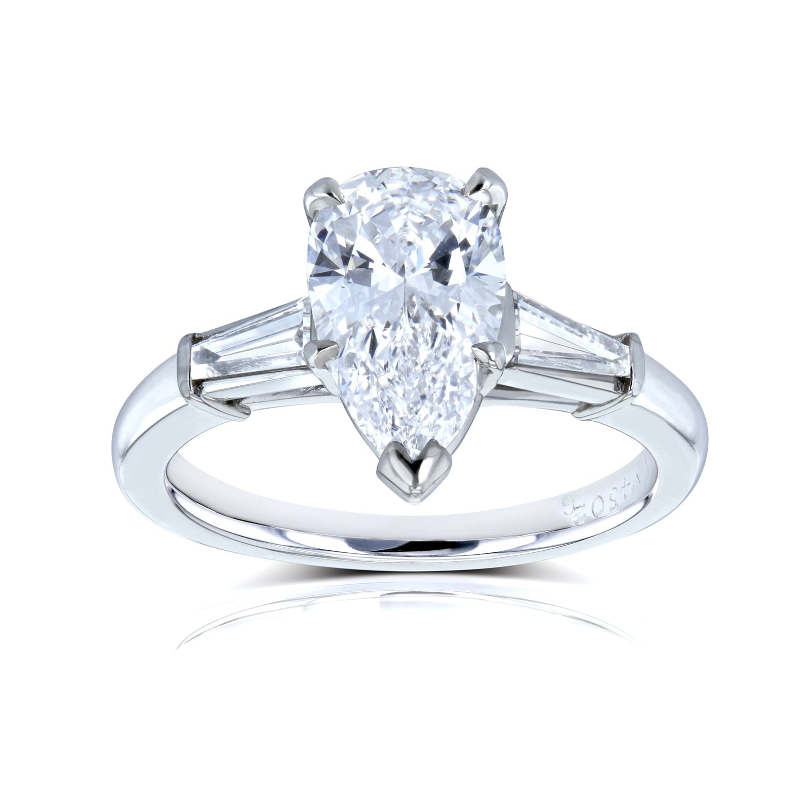 Van Cleef 2.11 Carat Flawless Natural Diamond GIA Certified Platinum Pear 3-Stone Ring (D, Internally Flawless)(D, VVS)