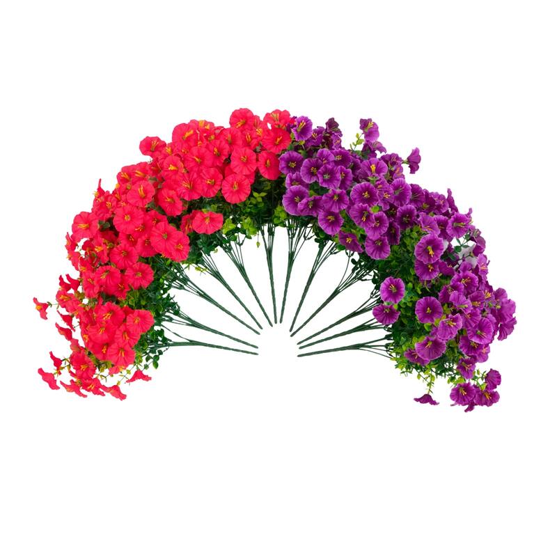 14-in UV Resistant Artificial Morning Glory Bush - Set of 12