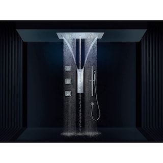 36 inch 64 inch LED light head 5 way thermostatic shower system chrome - 7'6" x 10'9"