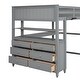 preview thumbnail 8 of 7, Full size Loft Bed with Drawers and Desk, Wooden Loft Bed with Shelves