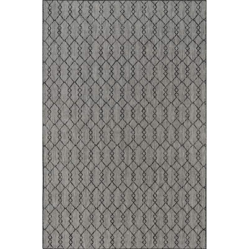 Larissa Collection Trellis Gray Indoor/Outdoor Area Rug - 1'9'' X 3'2''