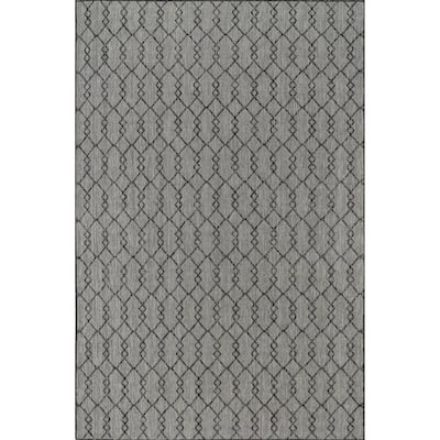 Larissa Collection Trellis Gray Indoor/Outdoor Area Rug
