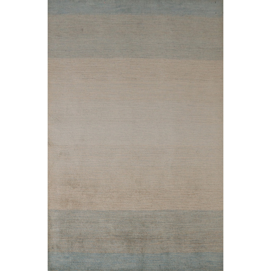 Striped Modern Gabbeh Indian Area Rug Hand-Tufted Wool Carpet - 5'3" x 7'7"