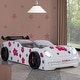 preview thumbnail 1 of 5, Furniture of America Isola Modern White Twin Race Car-Shaped Platform Bed with LED Headlights and Sound White