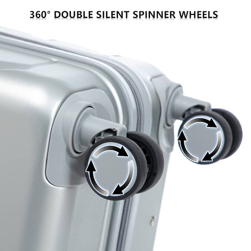 3-Piece, Luggage Sets, Lightweight Luggage with Combination Lock and 4 Swivel Wheels, for Boarding Travel, Silver