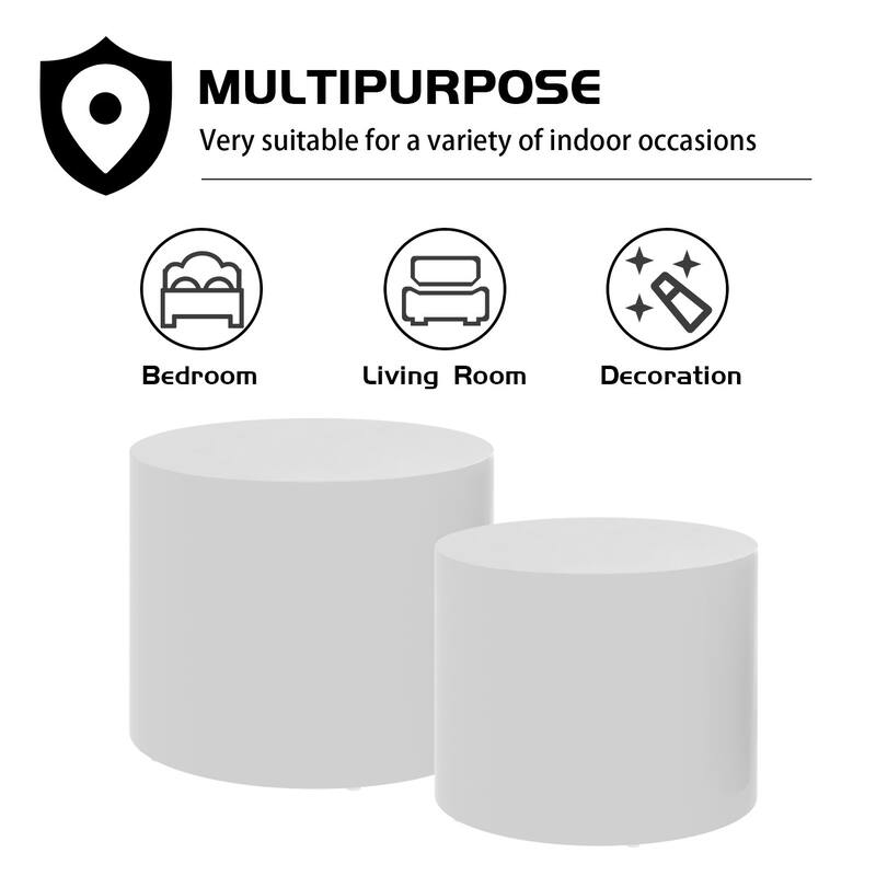 White MDF 2-Piece Table Set - Ash/Oak/Walnut Veneer for Living Room & Bedroom