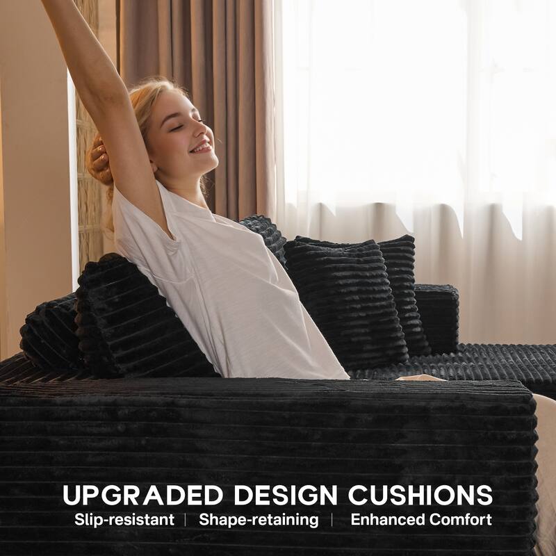 OVIOS All-Foam Plush L-Shaped Sofa​