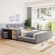preview thumbnail 1 of 100, Upholstered Grounded Bed Mother & Child Bed with Bedside Desk and Little Round Stool Grey - Full