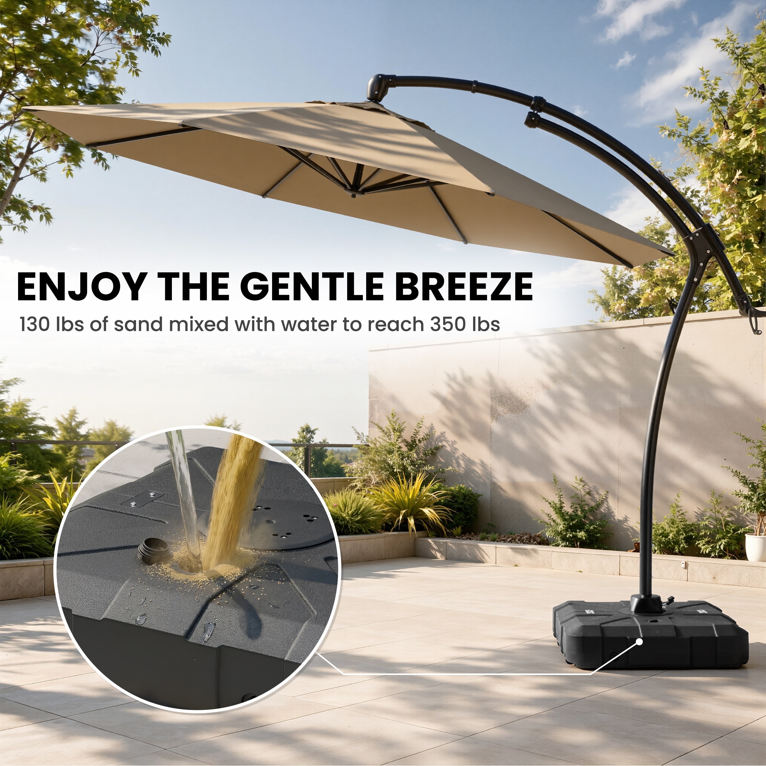 grand patio hanging umbrella GRANDPATIO Duo Sidepost Aluminum Cantilever Outdoor Effortlessly adjust and secure the umbrellas angle with our user Grand patio 11 FT Cantilever