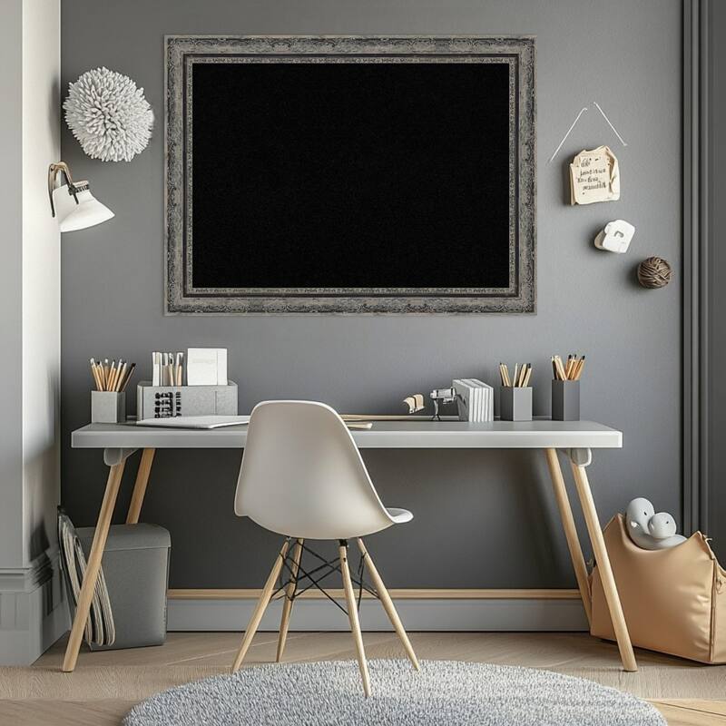 Filigree Matte Black Framed Cork Board - Bulletin Board, Organization Board, Pin Board