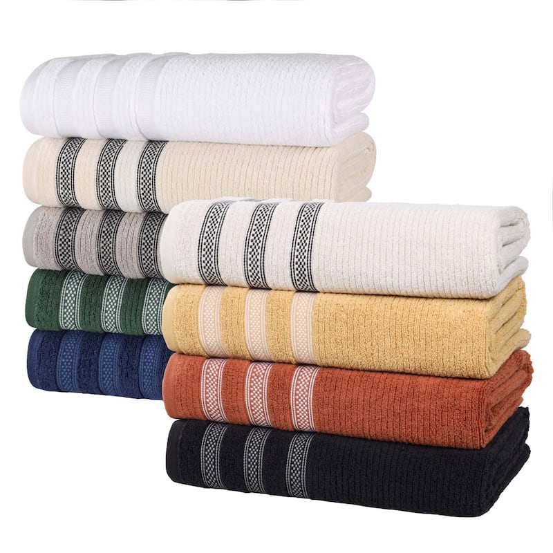 Superior Brea Zero Twist Cotton Ribbed Modern Bath Sheet Set of 2