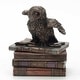 preview thumbnail 2 of 2, 4.72 inches H Bronze Snow Owl Flap Wings On Books Trinket Box(Mbz+Color) made of Cold Cast Bronze
