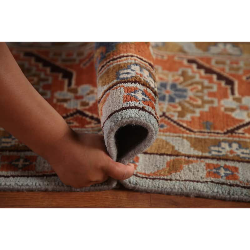 Light Blue Heriz Serapi Oriental Large Area Rug Wool Carpet - 11'3" x 17'10"