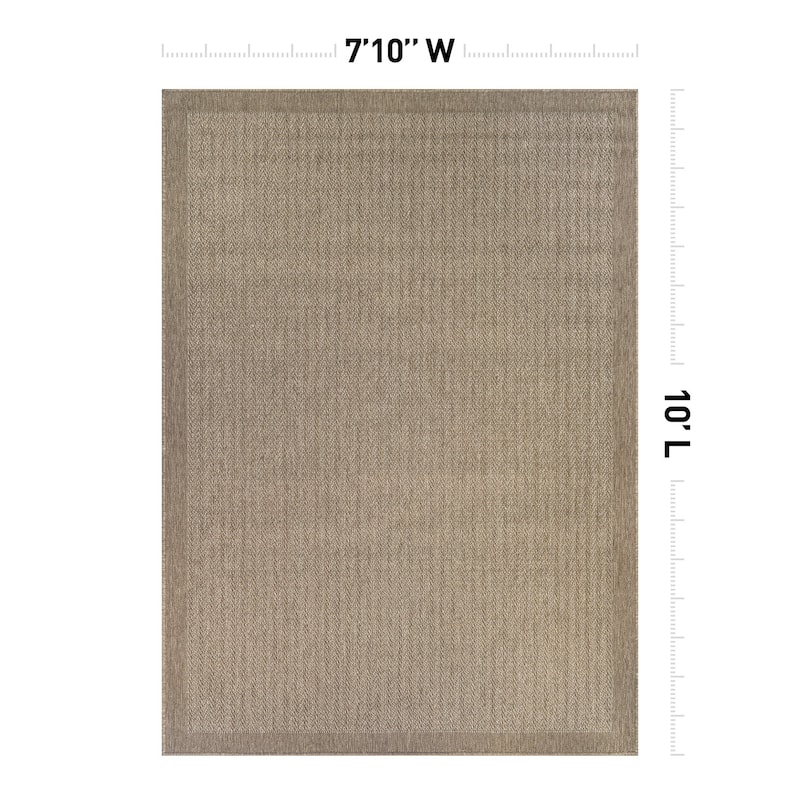 World Rug Gallery Contemporary Bordered Weather Resistant Reversible Indoor/Outdoor Area Rug