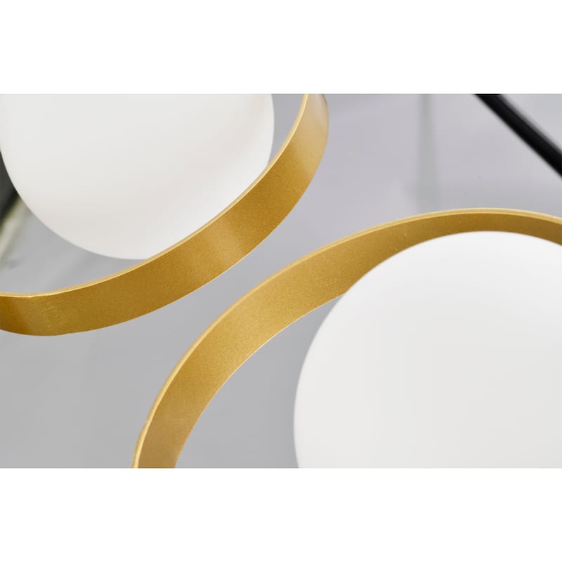 Pomponia 18 Inch Modern Circular Opaque Glass Matte Black and Satin Gold Finish Ceiling Lighted Chandelier 4-Light - N/A