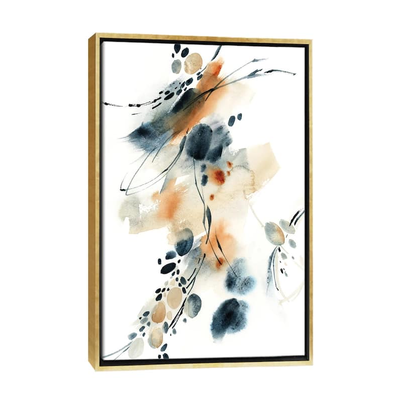 iCanvas "Abstract In Blue And Terracotta III" by Sophie Rodionov Framed Canvas Print - Gold - 40x26