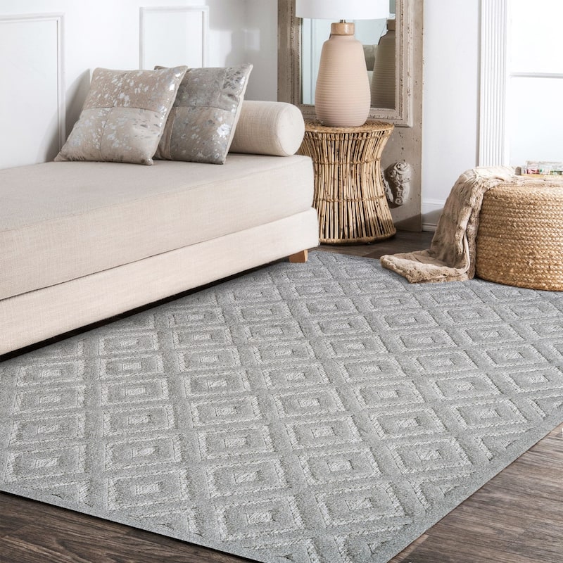 JONATHAN Y Ankara Neutral Diamond Trellis Indoor/Outdoor Area Rug