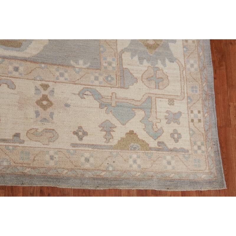 Hand Knotted Oriental 100% Wool Carpet Transitional All-Over Greys & Charcoal Oushak Area Rug - 14' 6'' X 12' 6''
