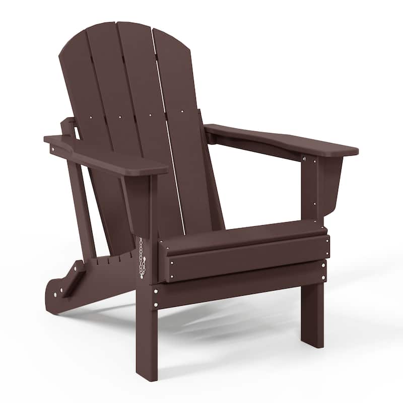 Polytrends Laguna Fade Resistant All Weather Outdoor Patio Folding Adirondack Chair - Dark Brown