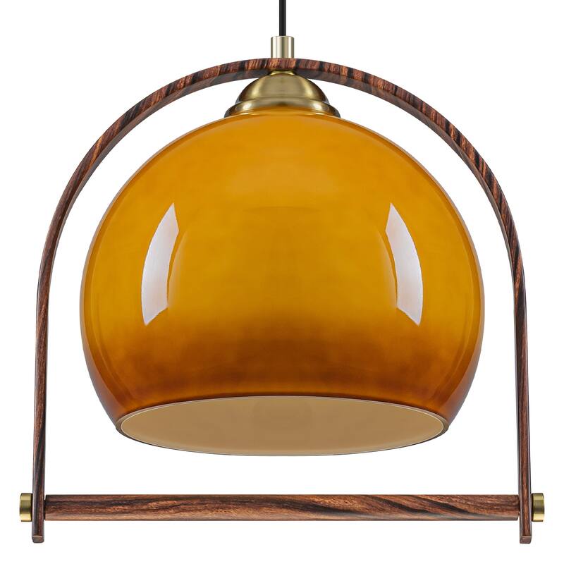 Modern Amber Globe Pendant Light with Arch Frame Kitchen Fixture - Dia.12.5-in